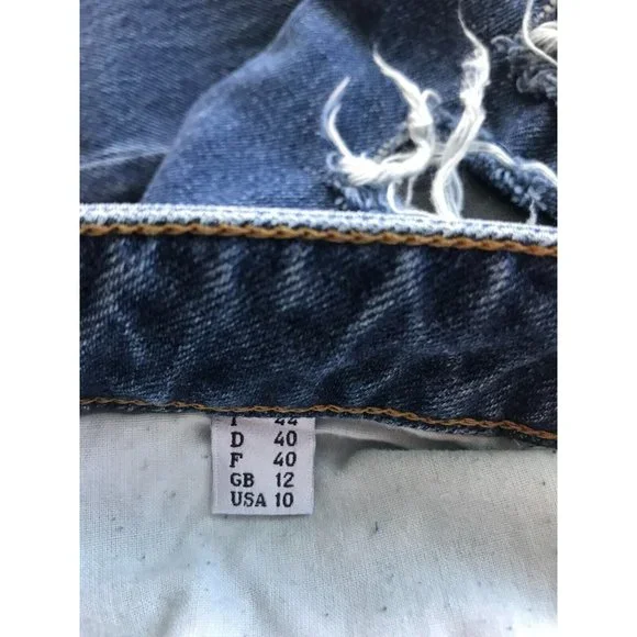 Jeremy Scott Medium Wash Multicolor Distressed Jeans, Size 10 (US), 44 (EUR) NWT